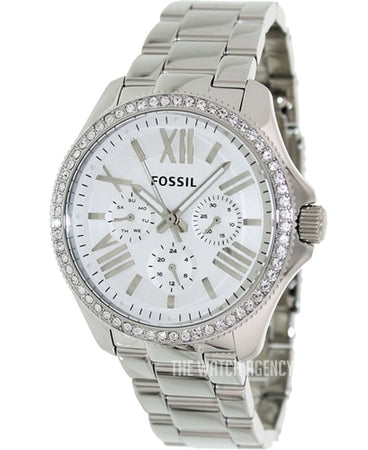 Fossil Cecile Chronograph Silver Dial Silver Steel Strap Watch for Women - AM4481