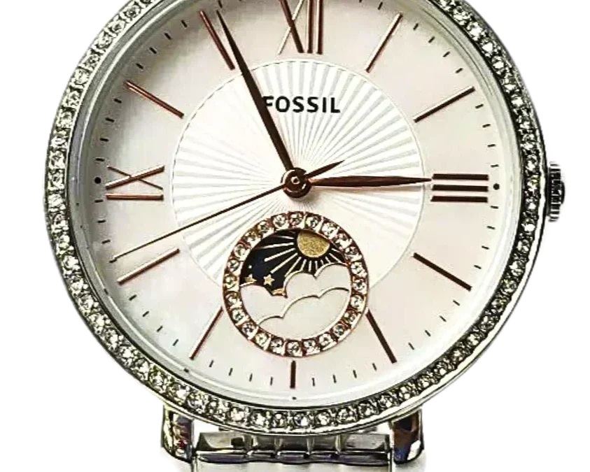 Fossil Jacqueline Multifunction Moonphase White Dial Silver Steel Strap Watch for Women - ES5164