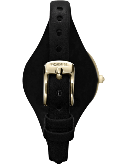 Fossil Georgia Black Dial Black Leather Strap Watch for Women - ES3148