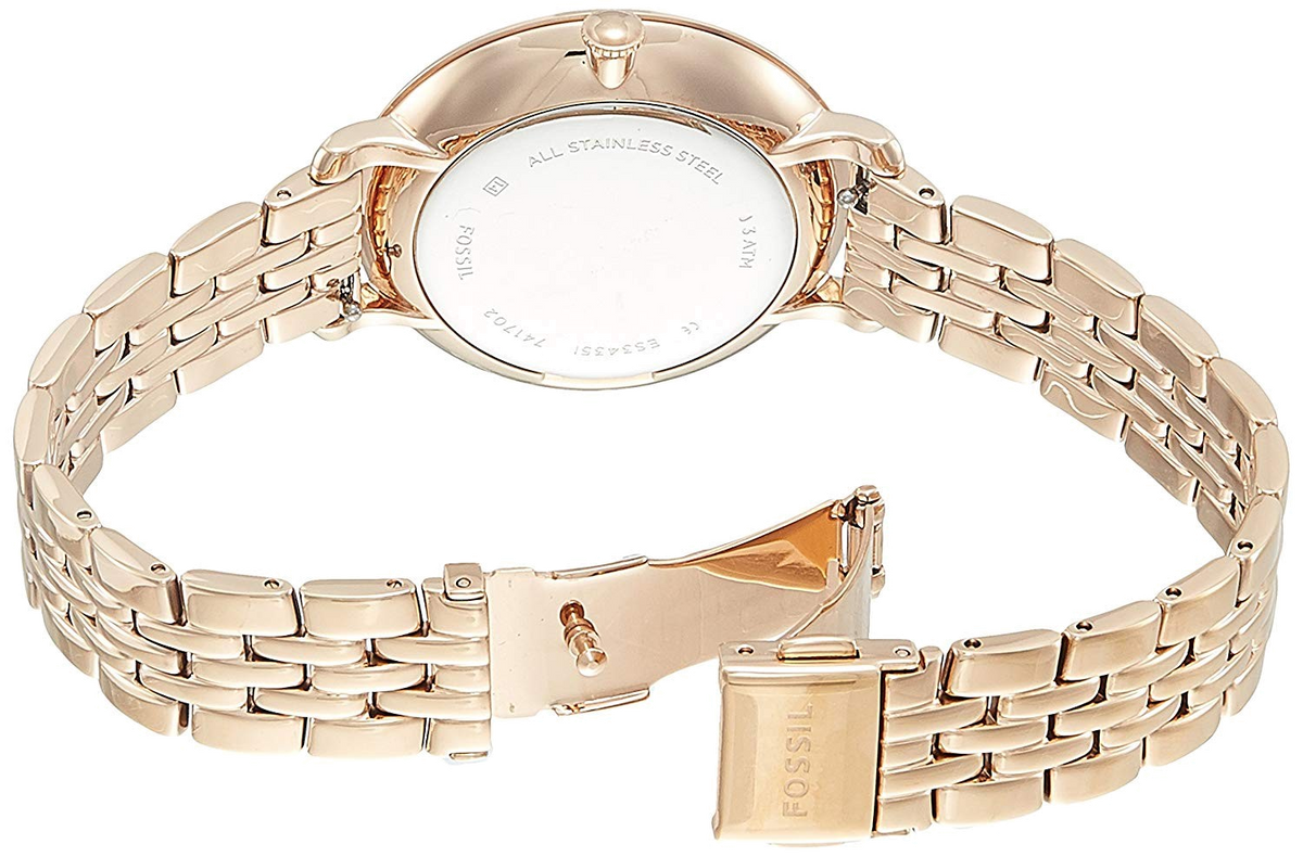 Fossil Jacqueline Rose Gold Dial Rose Gold Steel Strap Watch for Women - ES3435