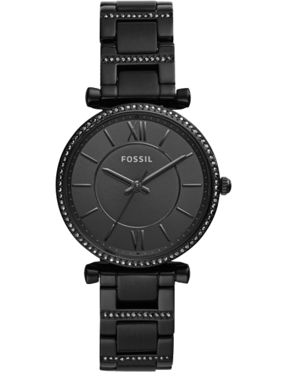 Fossil Carlie Black Dial Black Steel Strap Watch for Women - ES4488