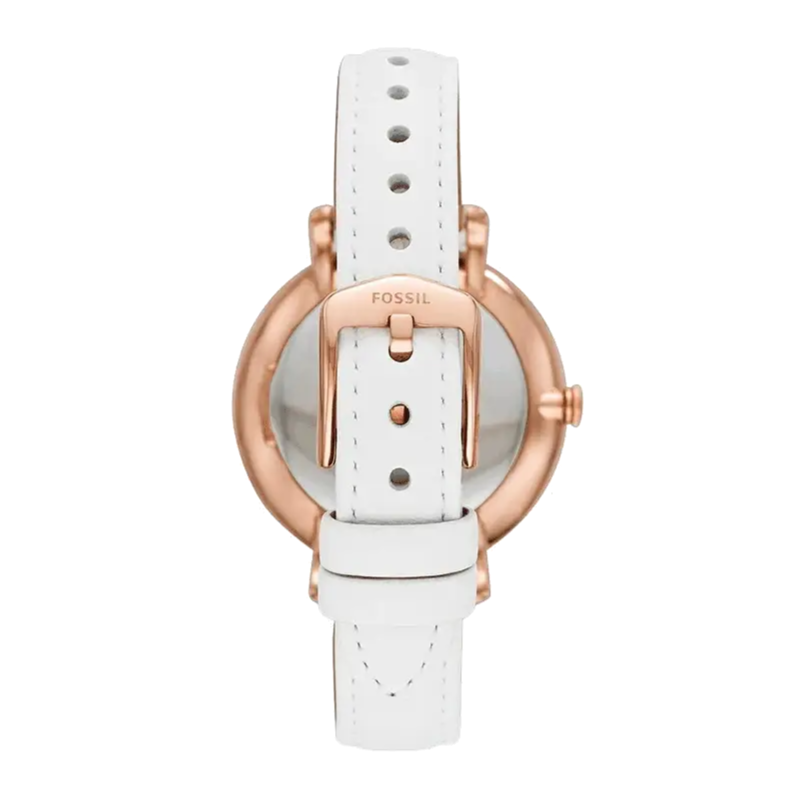 Fossil Jacqueline Quartz Mother of Pearl White Dial White Leather Strap Watch for Women - ES4579