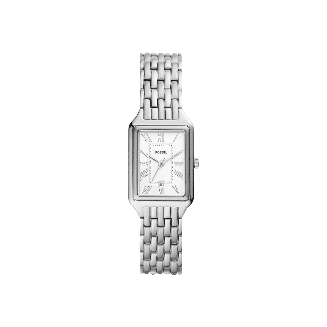 Fossil Raquel Three Hand Date White Dial Silver Steel Strap Watch for Women - ES5221
