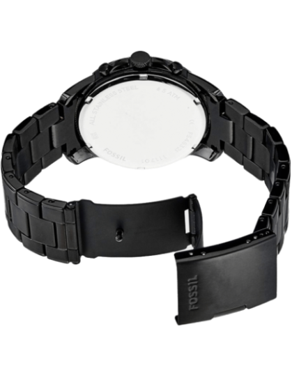 Fossil Grant Chronograph Black Dial Black Steel Strap Watch for Men - FS4832