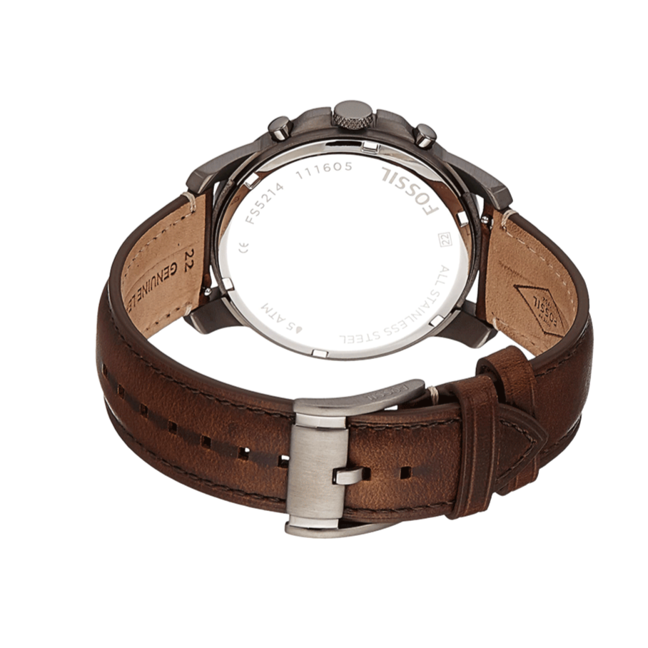 Fossil Grant Chronograph Brown Dial Brown Leather Strap Watch for Men - FS5214