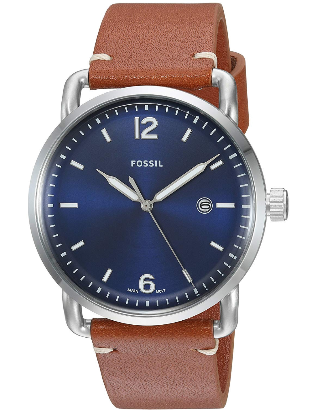 Fossil Commuter Blue Dial Blue Leather Strap Watch for Men - FS5325