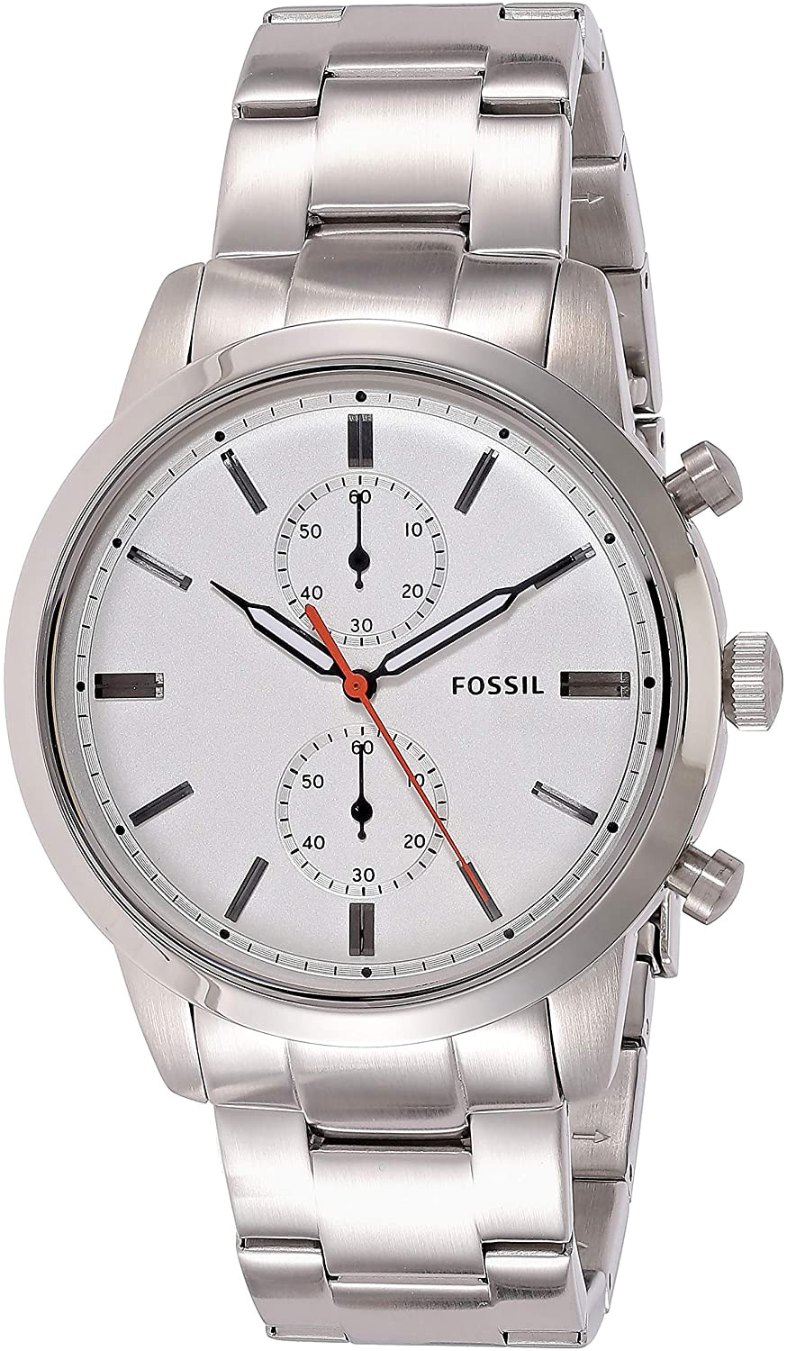 Fossil Townsman White Dial Silver Steel Strap Watch for Men - FS5346