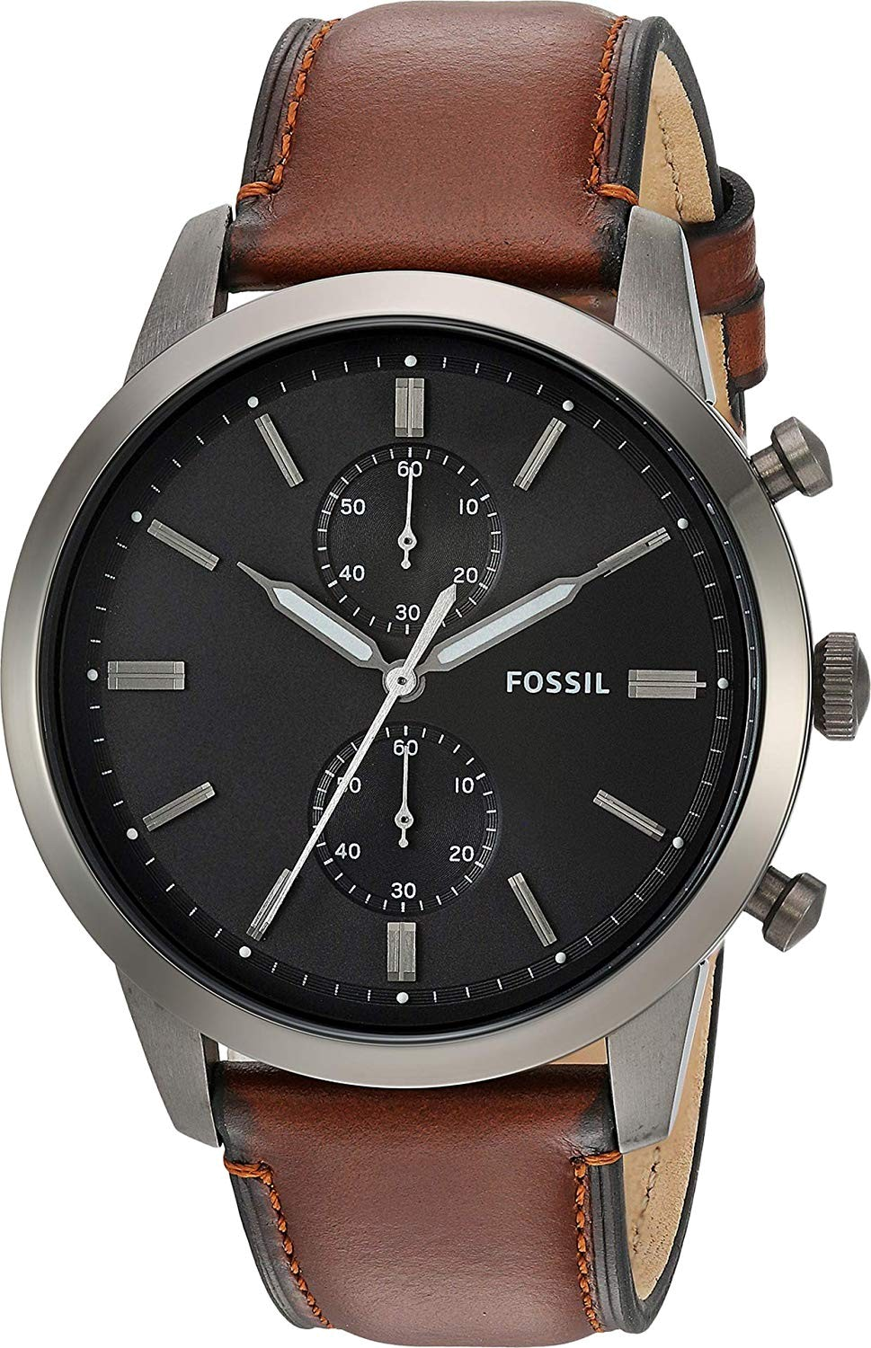 Fossil Townsman Chronograph Gray Dial Brown Leather Strap Watch for Men - FS5522