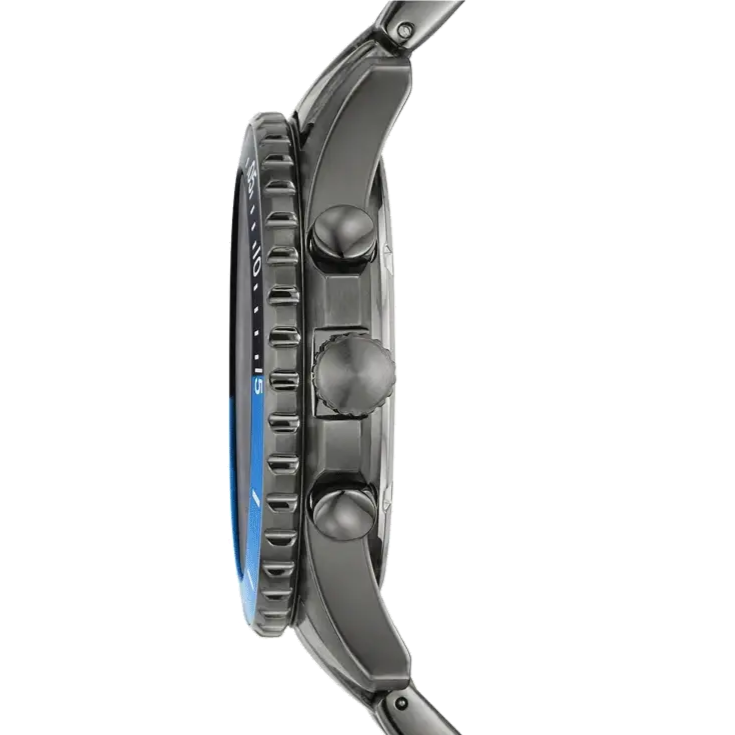 Fossil FB-01 Chronograph Black Dial Grey Steel Strap Watch for Men - FS5835