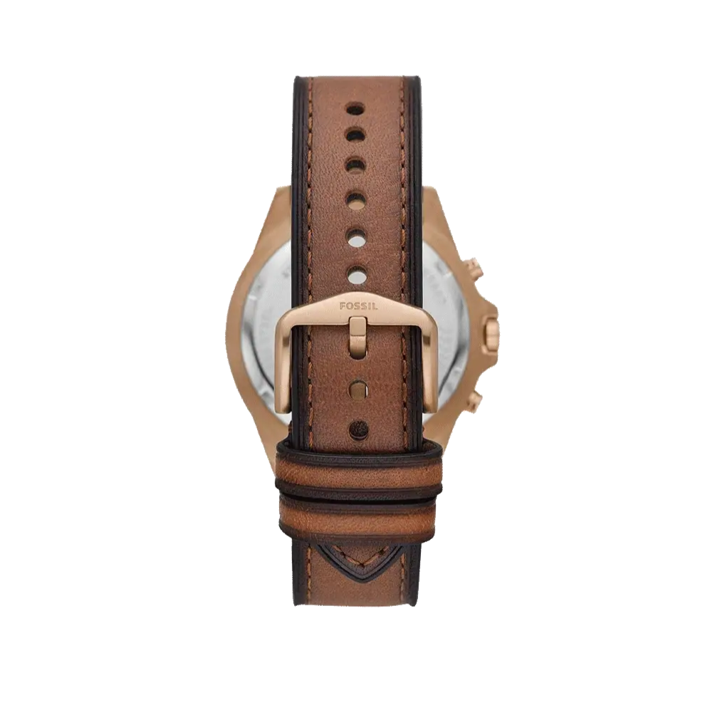 Fossil Garrett Chronograph Brown Dial Brown Leather Strap Watch for Men - FS5867