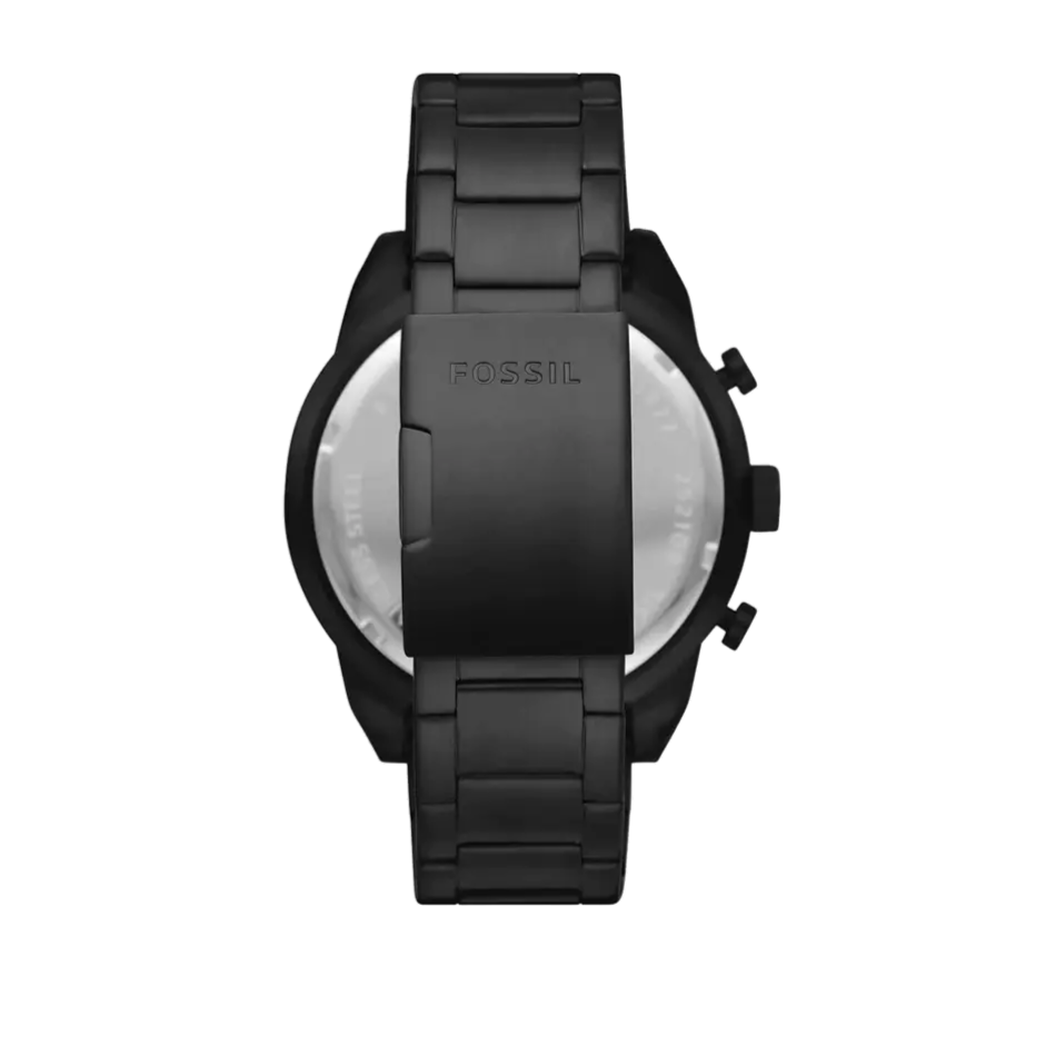 Fossil Bronson Chronograph Black Dial Black Steel Strap Watch for Men - FS5876