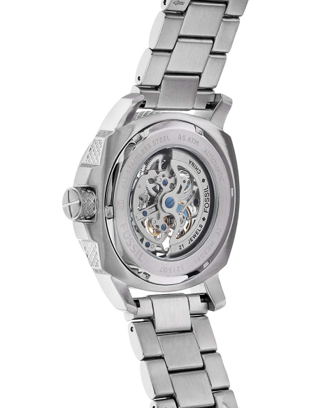 Fossil Modern Machine Automatic Silver Dial Silver Steel Strap Watch for Men - ME3081