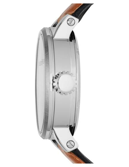 Fossil Boyfriend Automatic Skeleton Silver Dial Brown Leather Strap Watch for Women - ME3109
