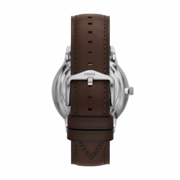 Fossil Neutra Automatic Skeleton White Dial Brown Leather Strap Watch for Men - ME3184