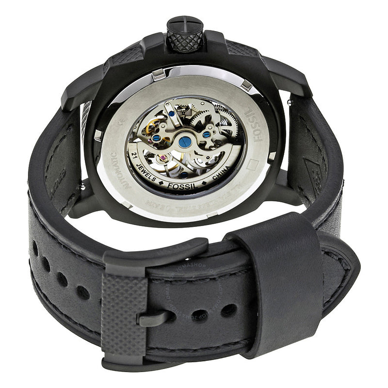 Fossil Modern Machine Automatic Skeleton Grey Dial Black Steel Strap Watch for Men - ME3134
