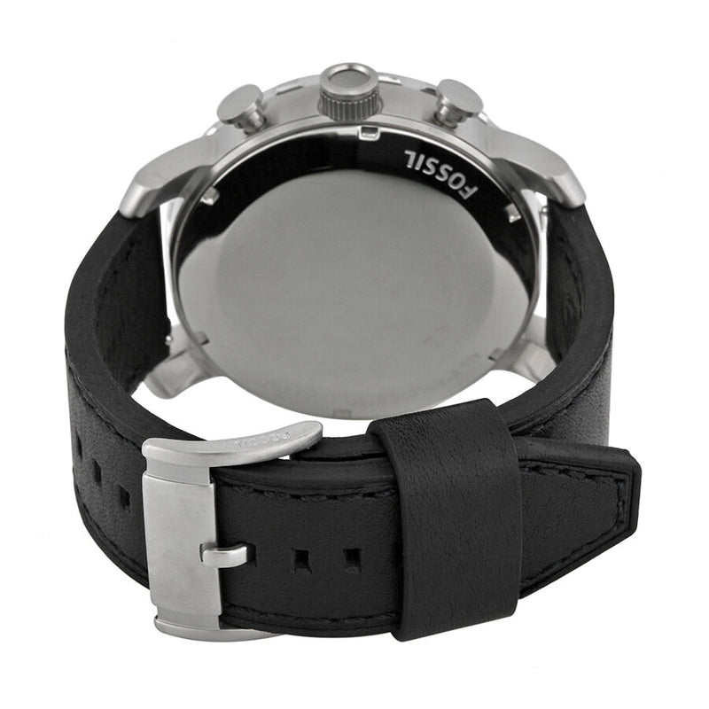Fossil Nate Chronograph Black Dial Black Leather Strap Watch for Men - JR1436