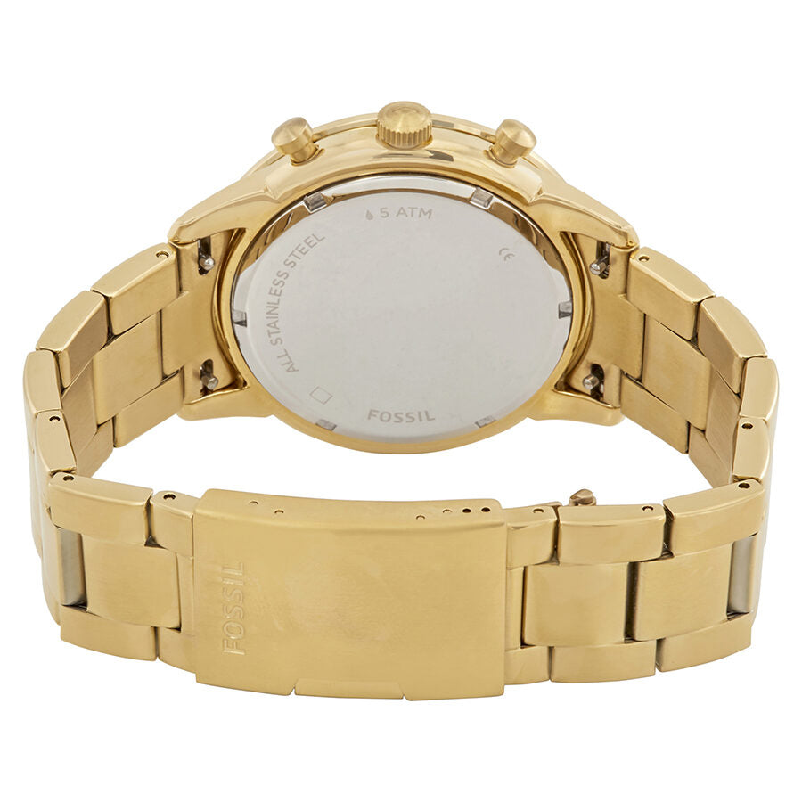 Fossil Grant Chronograph Black Dial Gold Steel Strap Watch for Men - FS4815