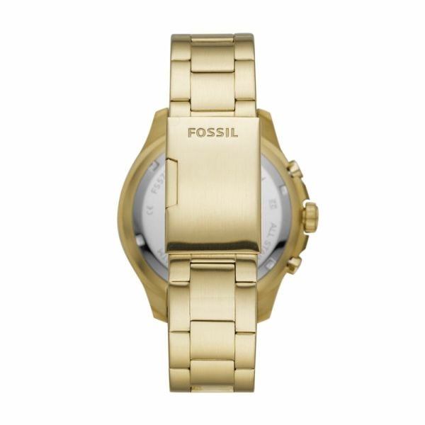 Fossil FB-03 Chronograph Black Dial Gold Steel Strap Watch for Men - FS5727