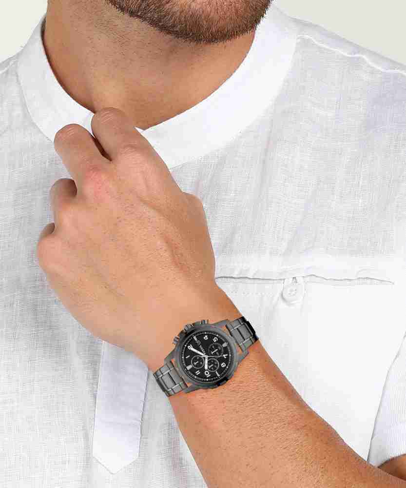 Fossil Dean Chronograph Black Dial Black Steel Strap Watch for Men - FS4721