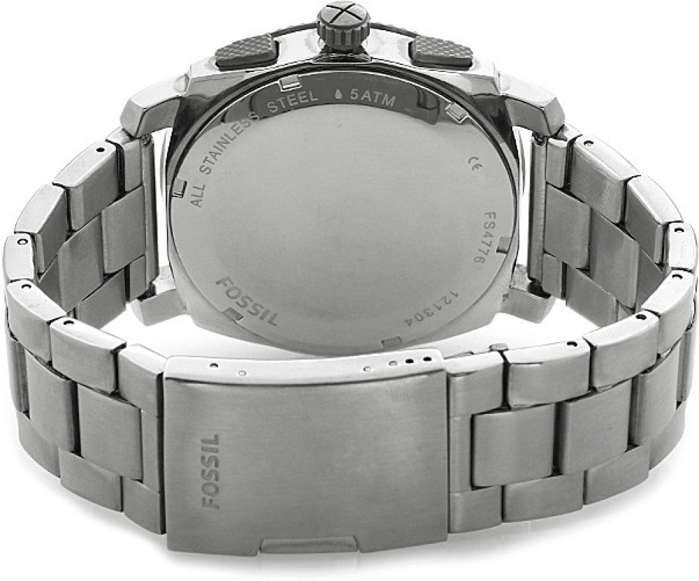 Fossil Machine Chronograph Black Dial Silver Steel Strap Watch for Men - FS4776