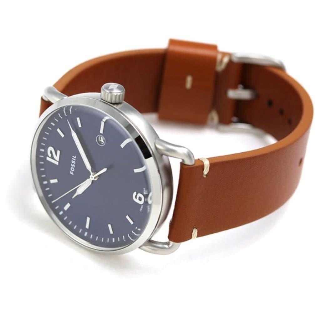 Fossil Commuter Blue Dial Blue Leather Strap Watch for Men - FS5325