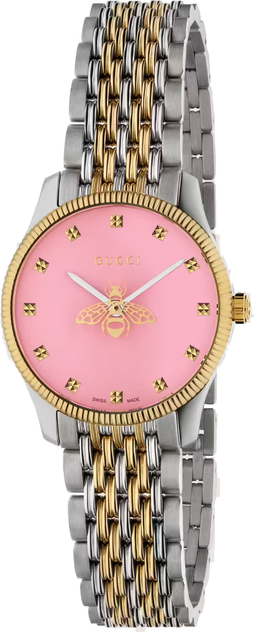 Gucci G Timeless Quartz Pink Dial Two Tone Steel Strap Watch For Women - YA1265030