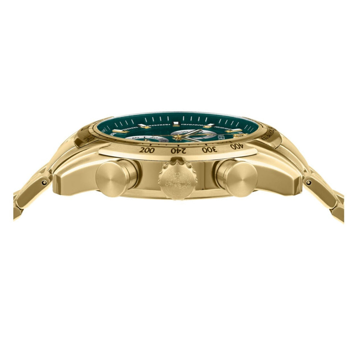 Versace V-Ray Chronograph Green Dial Gold Steel Strap Watch For Men - VE2I00621
