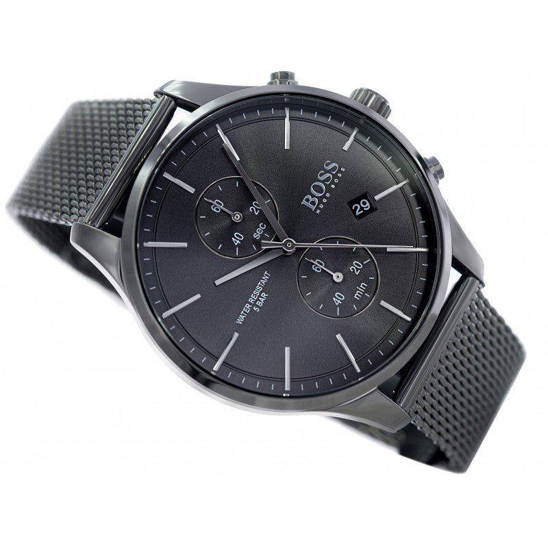 Hugo Boss Associate Chronograph Grey Dial Grey Mesh Bracelet Watch for Men - 1513870