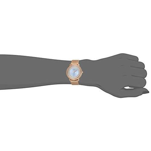 Guess Willow Crystal Blue Dial Rose Gold Mesh Bracelet Watch For Women - W0836L1