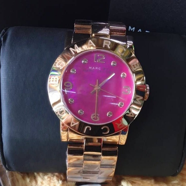 Marc Jacobs Amy Pink Dial Rose Gold Steel Strap Dial Watch for Women - MBM8625