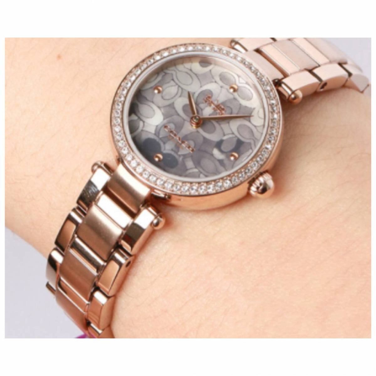 Coach Park Crystal Dial Rose Gold Steel Strap Watch for Women  - 14503226