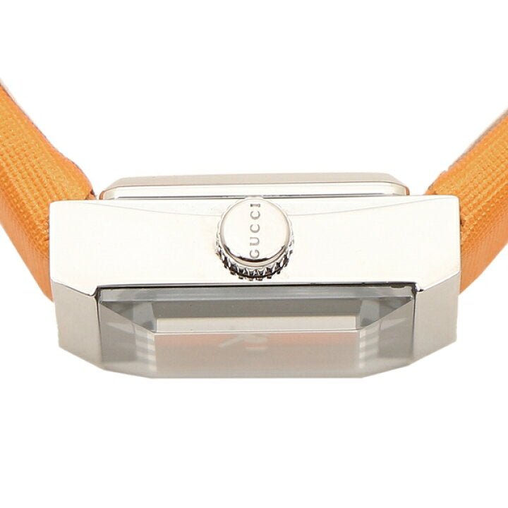 Gucci G-Frame Square Mother of Pearl Orange Dial Orange Leather Strap Watch For Women - YA128532