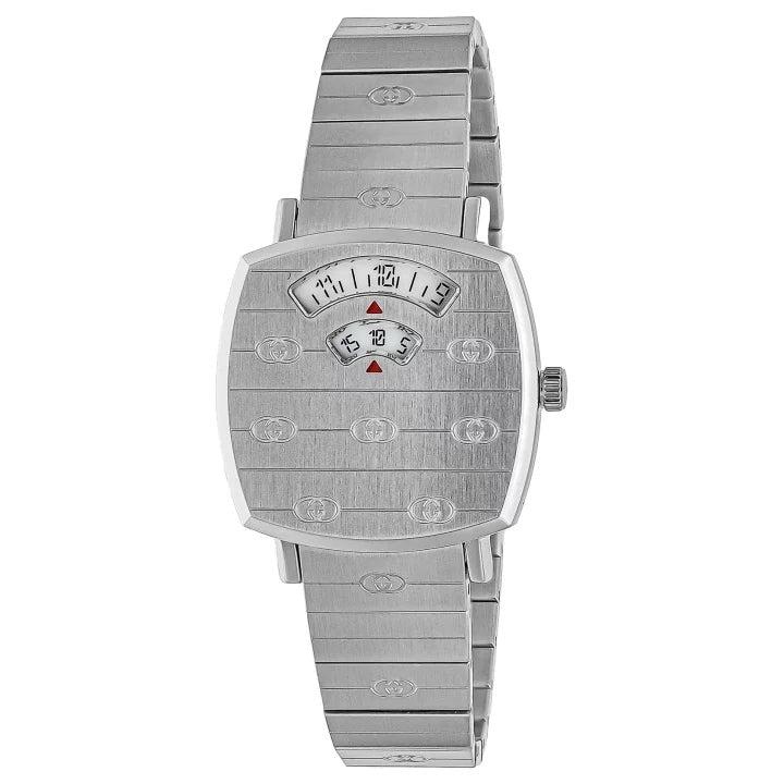 Gucci Grip Quartz Silver Dial Silver Steel Strap Watch For Men - YA157501
