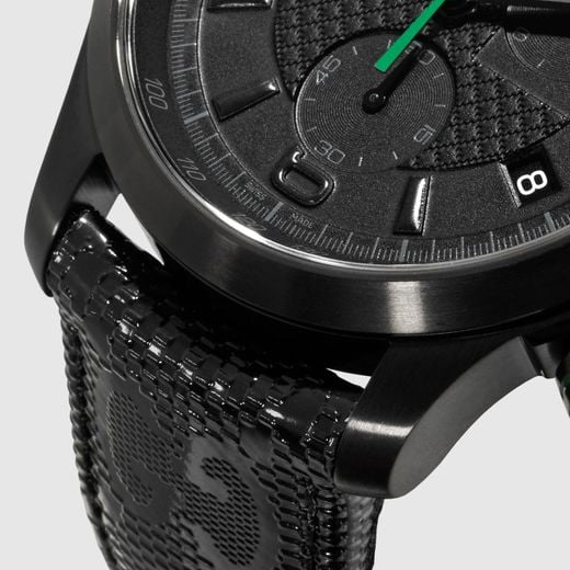 Gucci G Timeless Chronograph Black Dial Black Leather Strap Watch For Men - YA126244