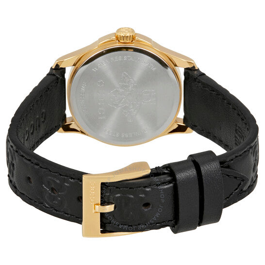 Gucci G Timeless Quartz Black Dial Black Leather Strap Watch For Women - YA126581A