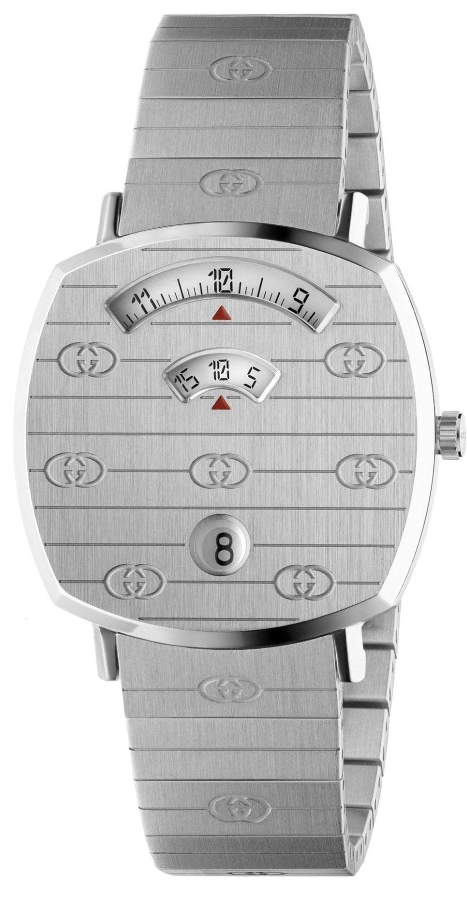 Gucci Grip Quartz Silver Dial Silver Steel Strap Watch For Women - YA157401
