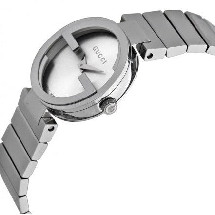 Gucci G Interlocking Silver Dial Silver Steel Strap Watch For Women - YA133503