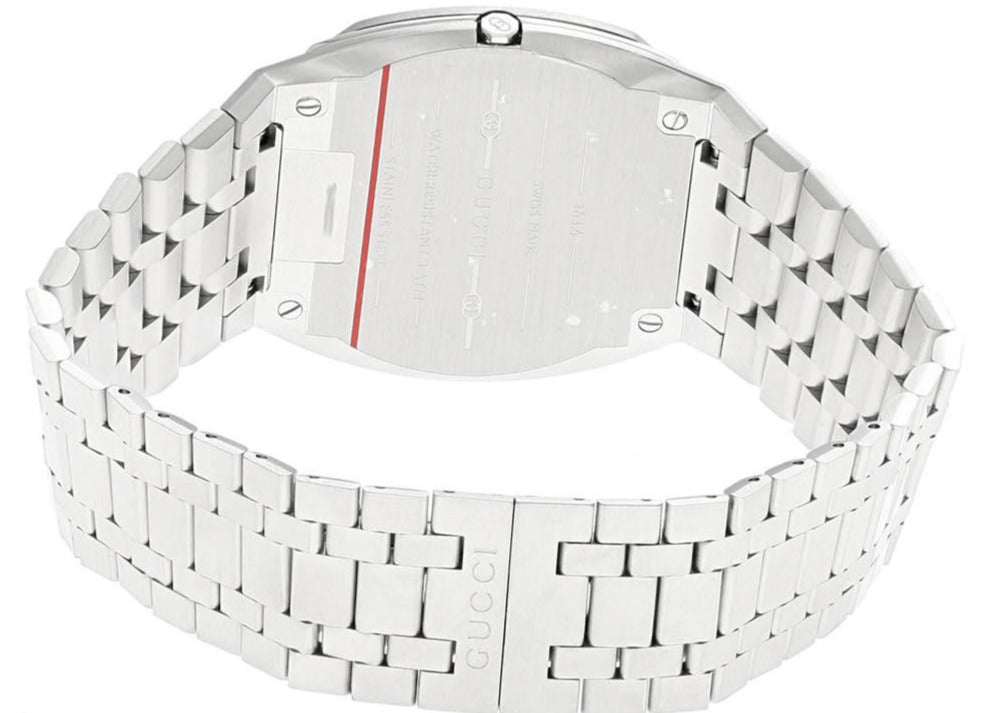 Gucci 25H Quartz Silver Dial Silver Steel Strap Unisex Watch - YA163407