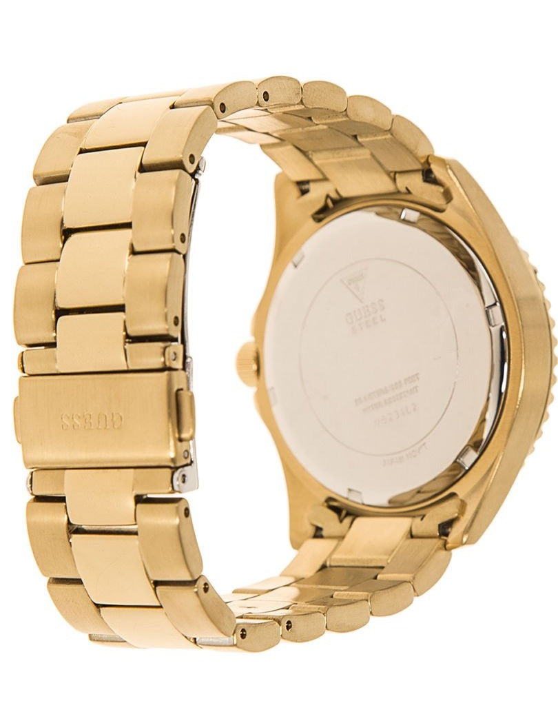 Guess BFF Multifunction Gold Dial Gold Steel Strap Watch for Men - W0231L2