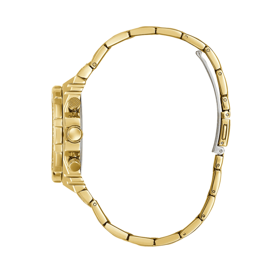 Guess Fusion Chronograph Gold Dial Gold Steel Strap Watch for Women - GW0552L2
