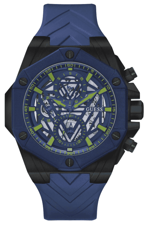Guess Formula Multifunction Blue Dial Blue Silicone Strap Watch For Men - GW0579G3