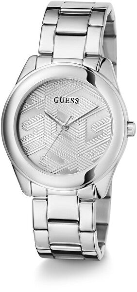 Guess Cubed Analog Silver Dial Silver Steel Strap Watch For Women - GW0606L1