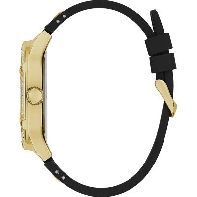 Guess Asteria Multifunction Gold Dial Black Rubber Strap Watch For Women - GW0620L2
