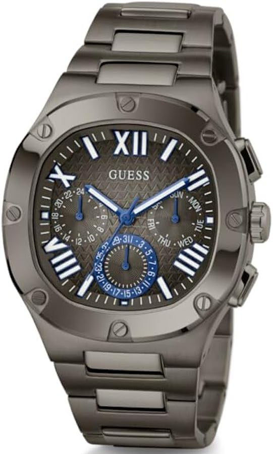 Guess Headliner Quartz Black Dial Grey Steel Strap Watch For Men - GW0572G5