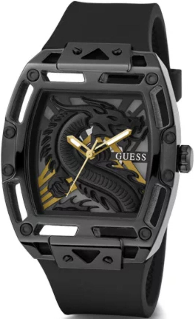 Guess Legend Analog Black Dial Black Rubber Strap Watch For Men - GW0648G1