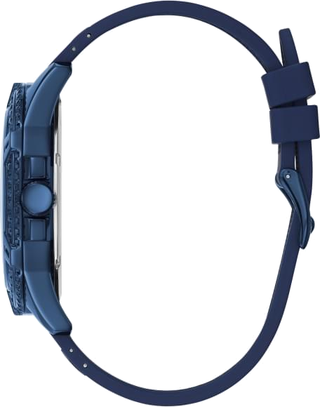 Guess Frontier Crystals Blue Dial Blue Silicon Strap Watch For Men - W1132G4