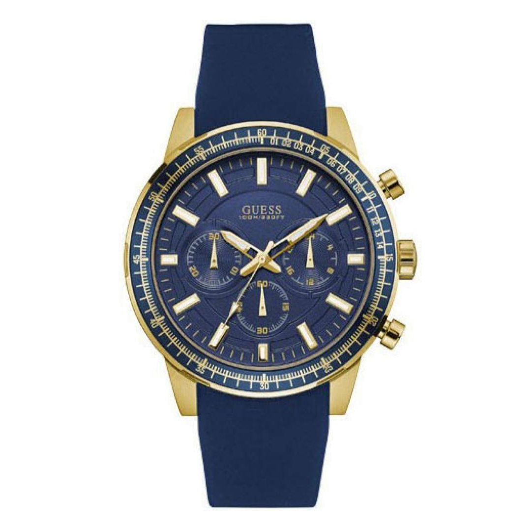 Guess Fuel Chronograph Blue Dial Blue Rubber Strap Watch for Men - W0802G2