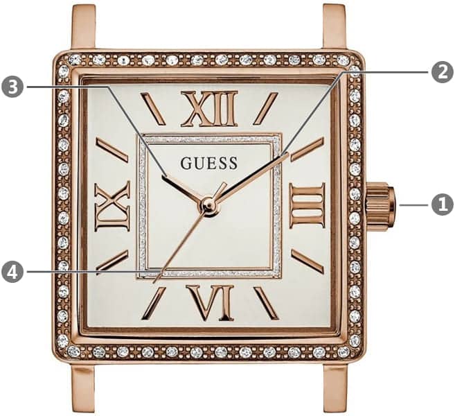 Guess Highline Off White Dial Rose Gold Stainless Steel Mesh Strap Watch For Women - W0826L3
