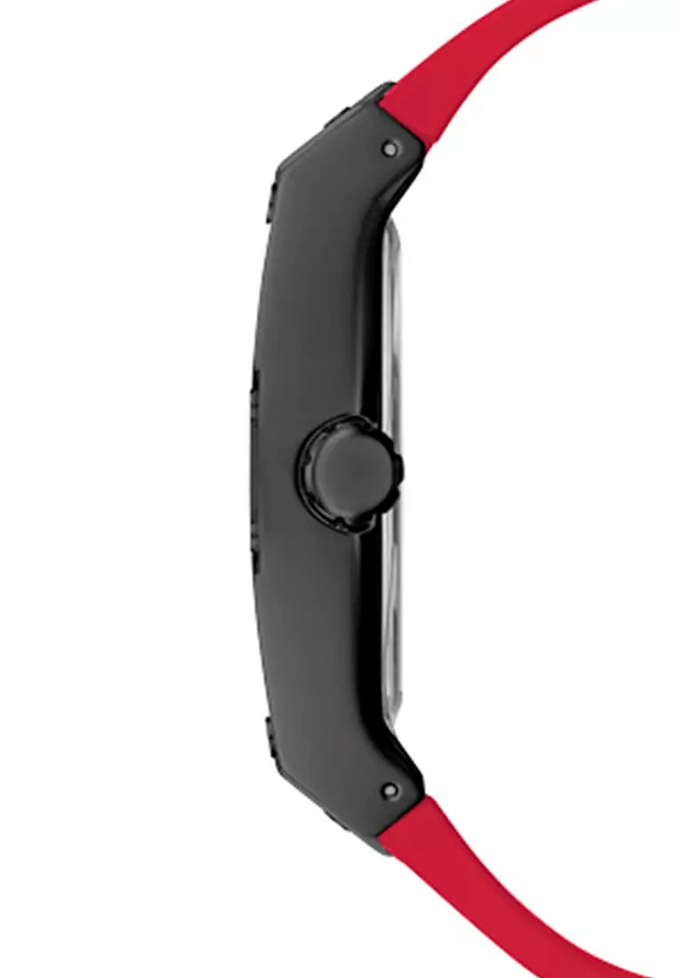 Guess Phoenix Multifunction Black Dial Black & Red Rubber Strap Watch for Men - GW0202G7
