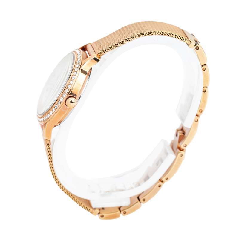 Guess Chelsea Mother of Pearl White Dial Rose Gold Mesh Strap Watch For Women - W0647L2